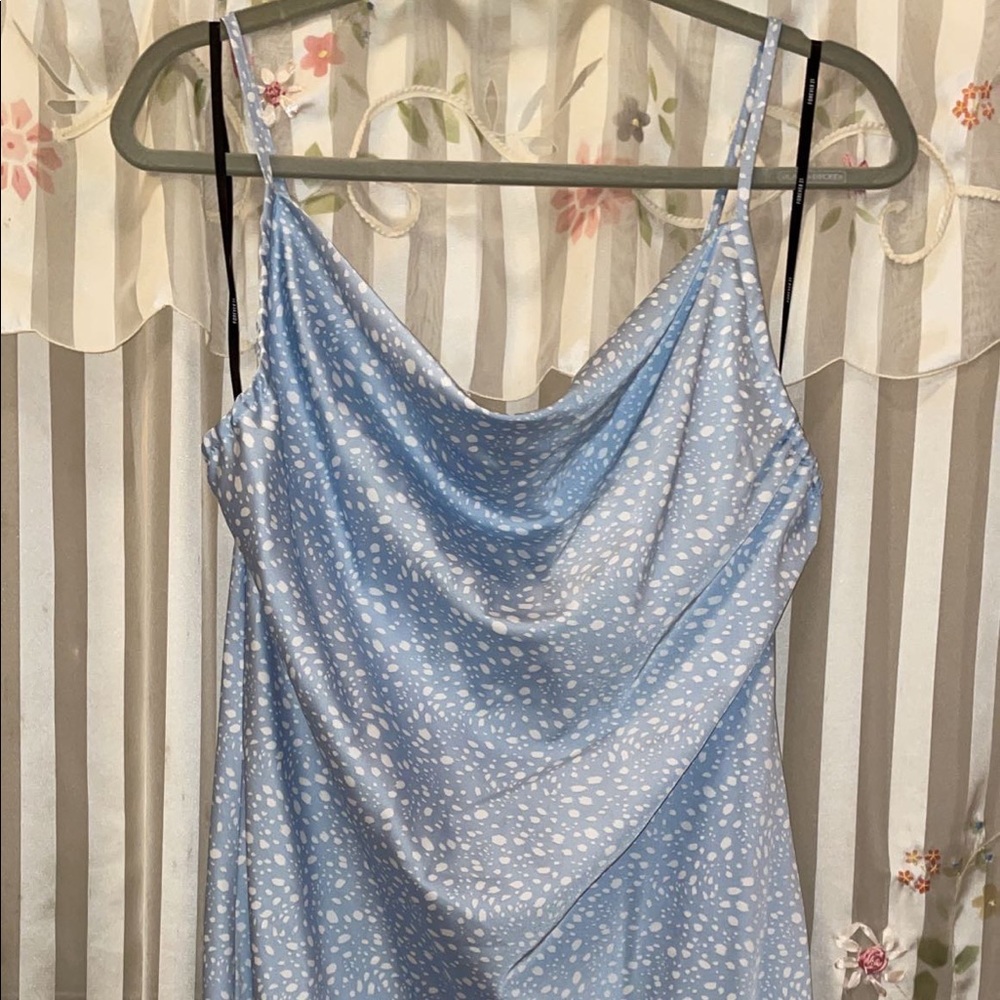 Blue silky dress